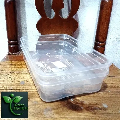 Picture of Rectangular Plastic Food Storage Container with Lid, Kitchen Container Meat Box, Fridge and Freezer Storage Boxes, Bowl - 1600ml, 2/4/6 Pcs Set, Clear
