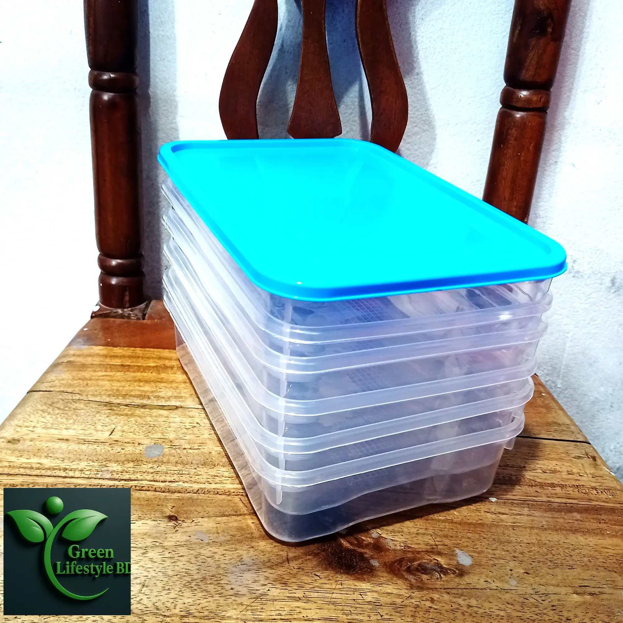 Picture of Rectangular Plastic Food Storage Container with Lid, Kitchen Container Meat Box, Fridge and Freezer Storage Boxes, Bowl - 1600ml, 2/4/6 Pcs Set, Clear