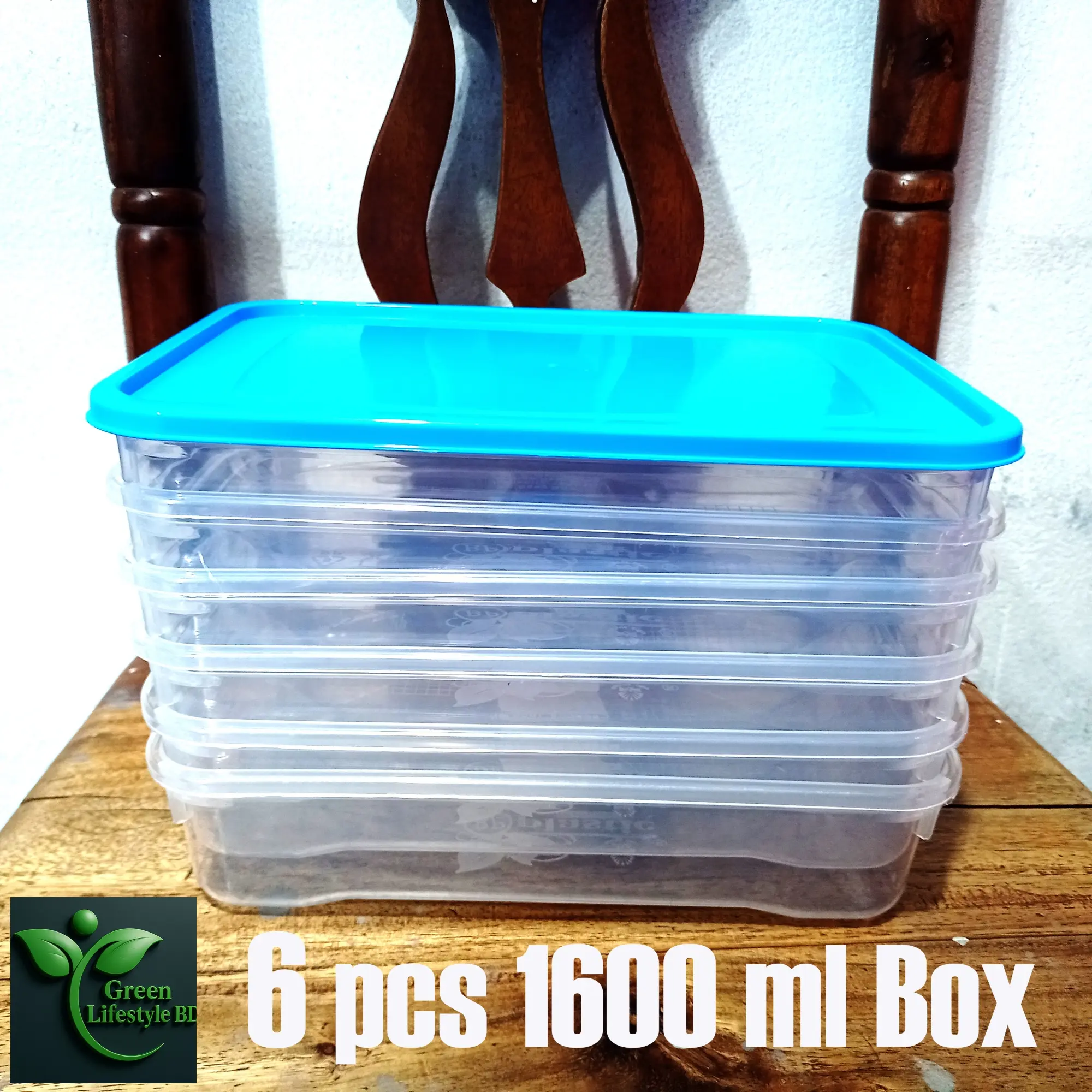 Picture of Rectangular Plastic Food Storage Container with Lid, Kitchen Container Meat Box, Fridge and Freezer Storage Boxes, Bowl - 1600ml, 2/4/6 Pcs Set, Clear