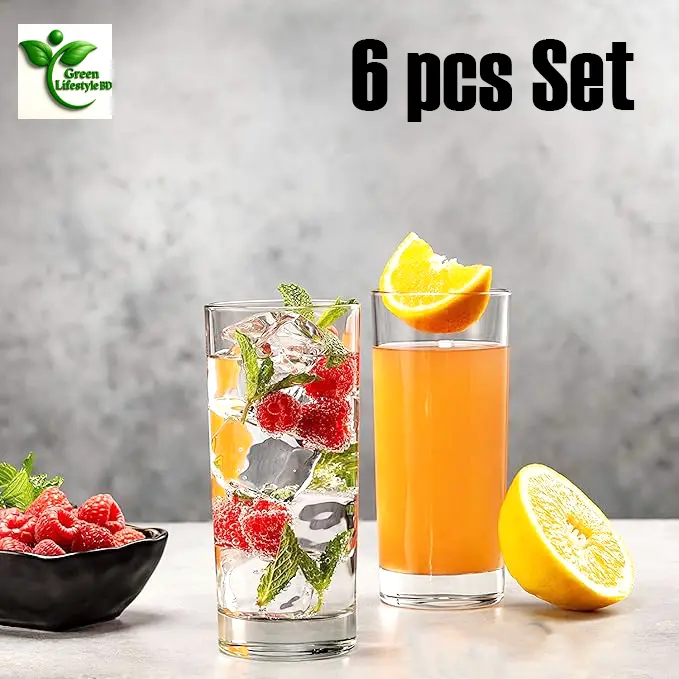 Picture of Transparent 300ml Highball Glass Set of 6 – Heavy Base Water, Juice, Cocktail & Whiskey Glasses | Clear Drinking Glasses for Wine & Beer - Clear 6 pcs
