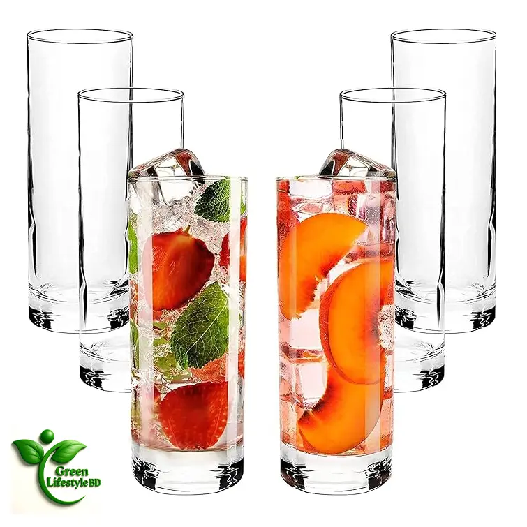 Picture of Transparent 300ml Highball Glass Set of 6 – Heavy Base Water, Juice, Cocktail & Whiskey Glasses | Clear Drinking Glasses for Wine & Beer - Clear 6 pcs