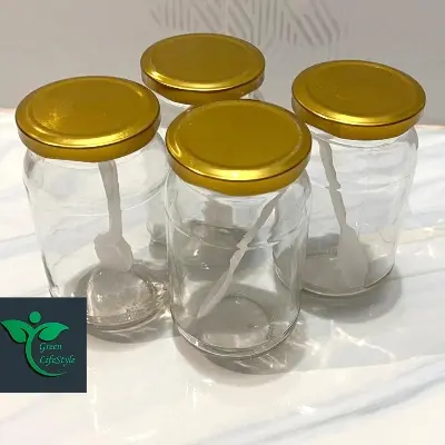 Picture of Super clean Glass Jar/Kacher jar 500gm 04 Pieces Set for Kitchen & Dining. Glassware Food container. - Clear 6 pcs