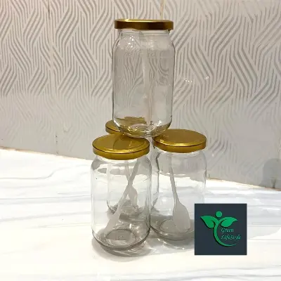 Picture of Super clean Glass Jar/Kacher jar 500gm 04 Pieces Set for Kitchen & Dining. Glassware Food container. - Clear 6 pcs