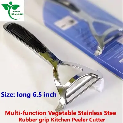 Picture of Multi-function Vegetable Stainless Stee Rubber grip Kitchen Peeler Cutter(Size: long 6.5 inch). - Silver