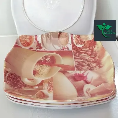 Picture of Melamine Coffee Plate 6 Pieces Set ( Size-6.5 inch's ) plate for Snacks and Breakfast. - Coffee