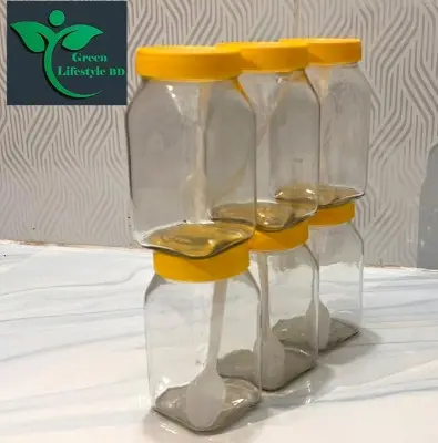 Picture of Clear 500gm Glass Jar 06 Pes Set for Kitchen and dining, Glassware food jar, Food container Set, kitchen glass jar. - Clear 6 pcs