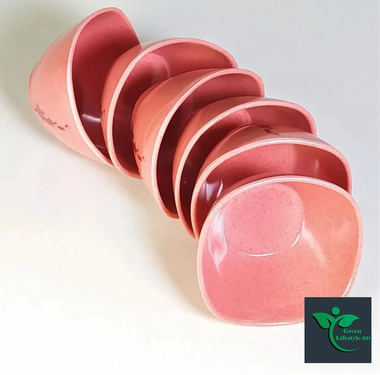 Picture of High quality Big Square Soup Bowl 6 Piece set (4.5) Inch Pink Color. - Pink