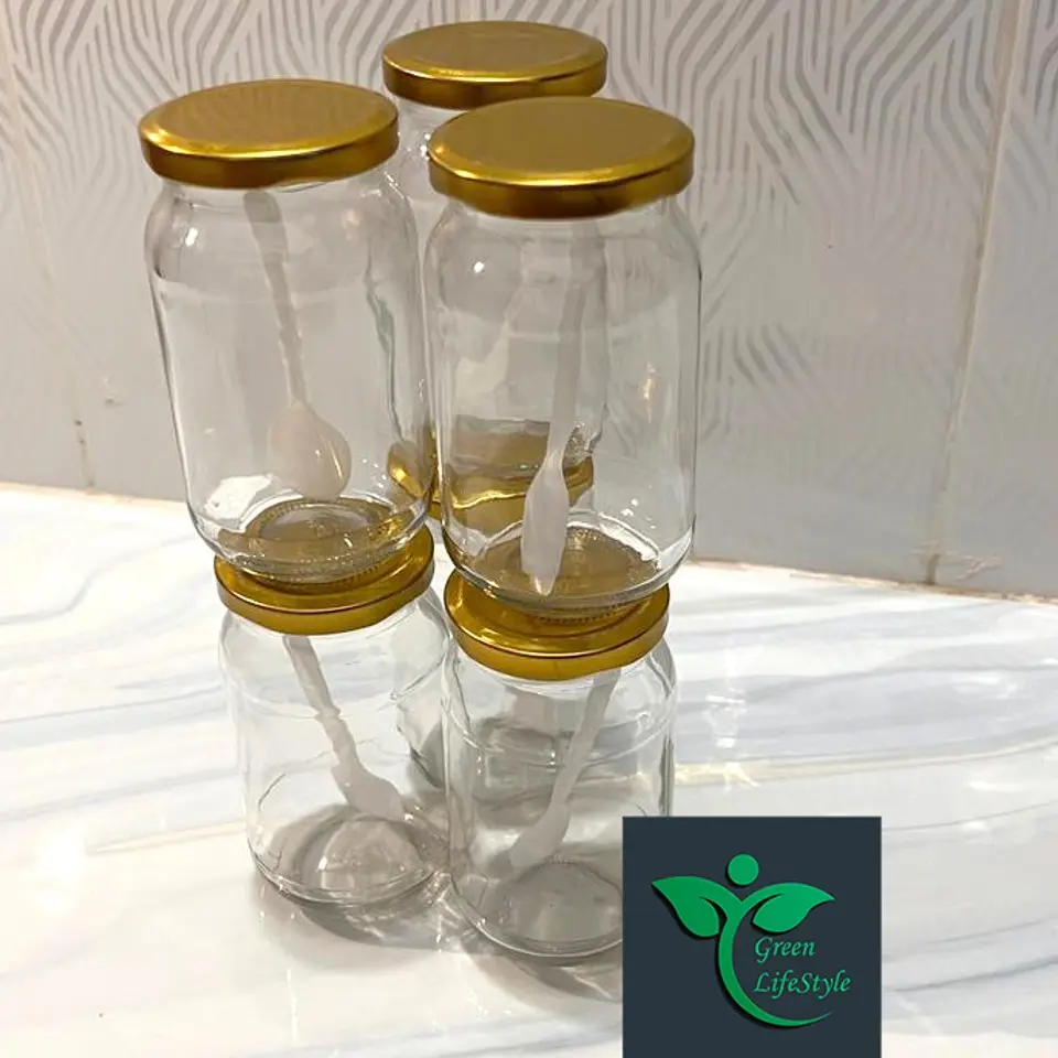 Picture of Super clean Glass Jar/Kacher jar 500gm 06 Pieces Set for Kitchen & Dining. Glassware Food container. - Clear 6 pcs