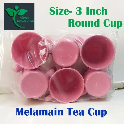 Picture of Melamine 3 Inch Round teacup 6 pcs set Pink Color for kitchen and dining - Pink