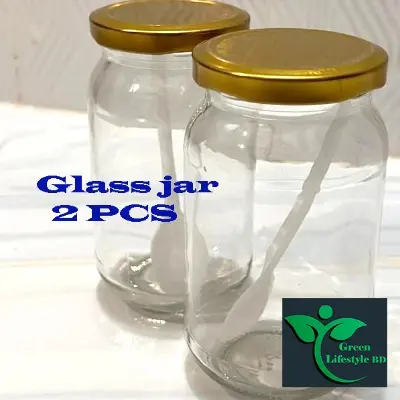 Picture of Clear Glass Jar/kacher jar 500gm 02 Pieces Set for Kitchen & Dining - Clear 2pcs