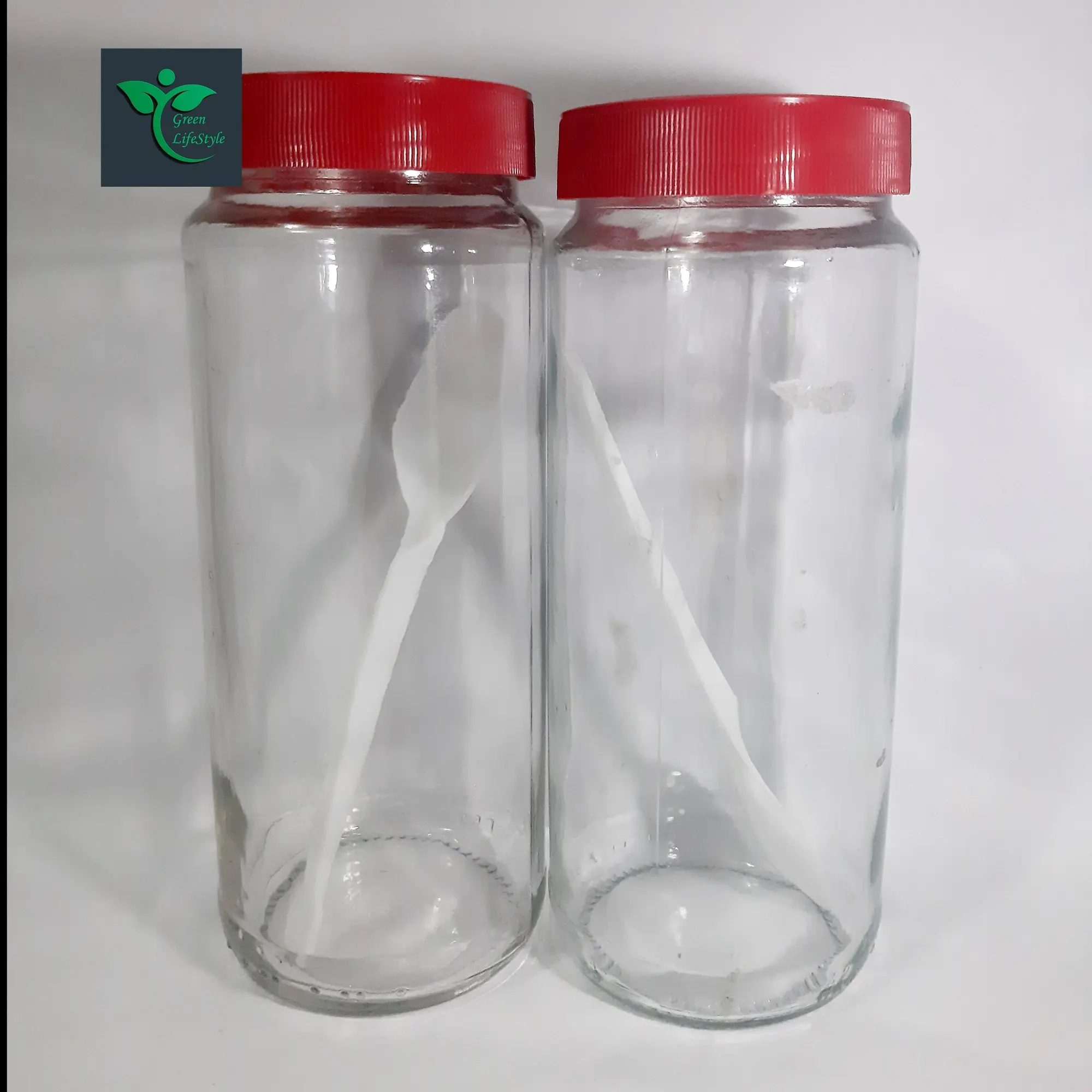 Picture of 500gm 02 Pcs Good quality Glass Jar for Kitchen & Dining. Glassware Food container. - Clear