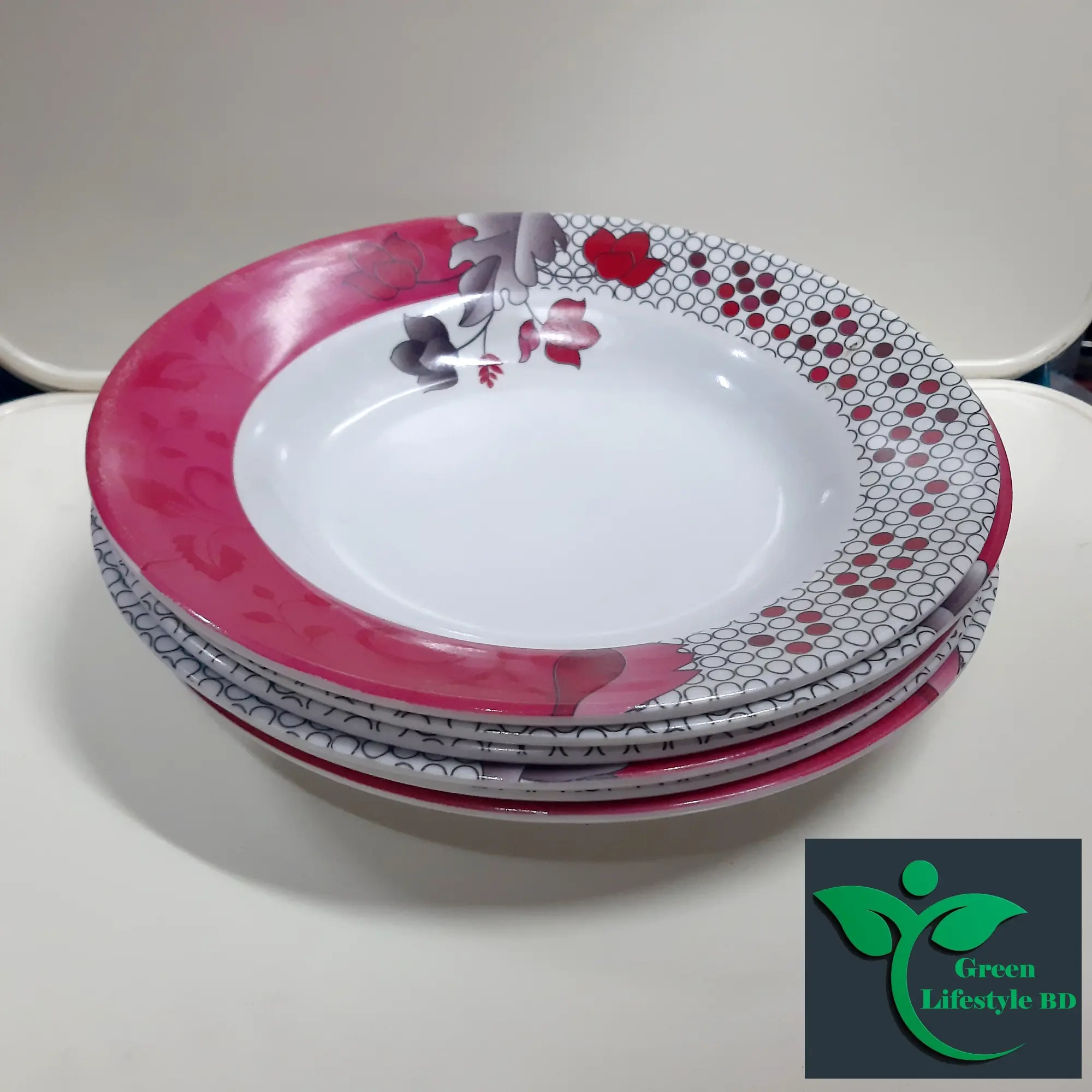 Picture of 2 pcs Set Big Melamine Plate (9.5" Size ) for Home & Office High Quality Melamine. - Multicolor