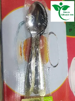Picture of 8 Inch 6 Pieces Stainless Steel Spoon Set for home and restaurant ( Multi Design Print ) - Multicolor