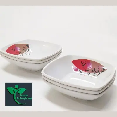 Picture of Melamine 6 Piece Bowl/bati 5 inch square melamine bowl Multi design print. - White
