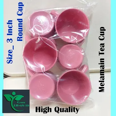 Picture of Melamine 3 Inch Round teacup 6 pcs set Pink Color for kitchen and dining - Pink