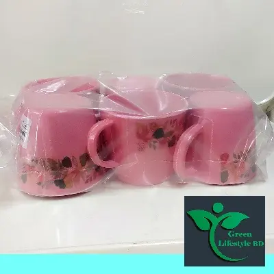 Picture of Melamine 3 Inch Round teacup 6 pcs set Pink Color for kitchen and dining - Pink