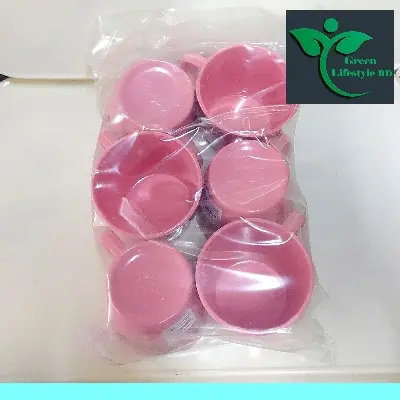 Picture of Melamine 3 Inch Round teacup 6 pcs set Pink Color for kitchen and dining - Pink