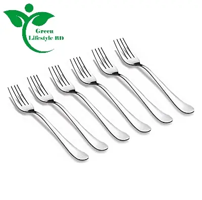 Picture of High Quality 6pcs Stainless Steel fork spoon for any occasion food and desserts (15cm/6 inch). - Silver