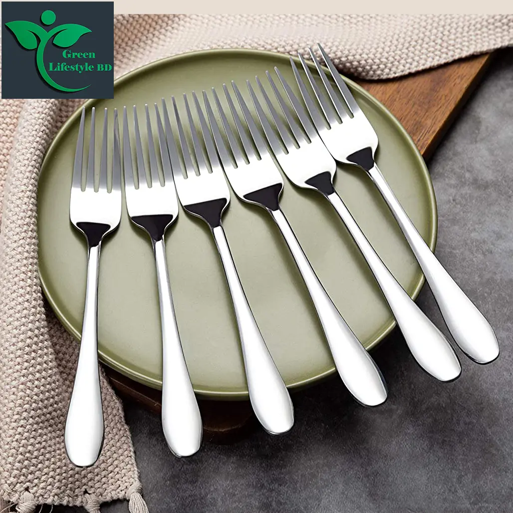 Picture of High Quality 6pcs Stainless Steel fork spoon for any occasion food and desserts (15cm/6 inch). - Silver