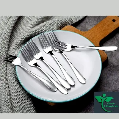Picture of High Quality 6pcs Stainless Steel fork spoon for any occasion food and desserts (15cm/6 inch). - Silver