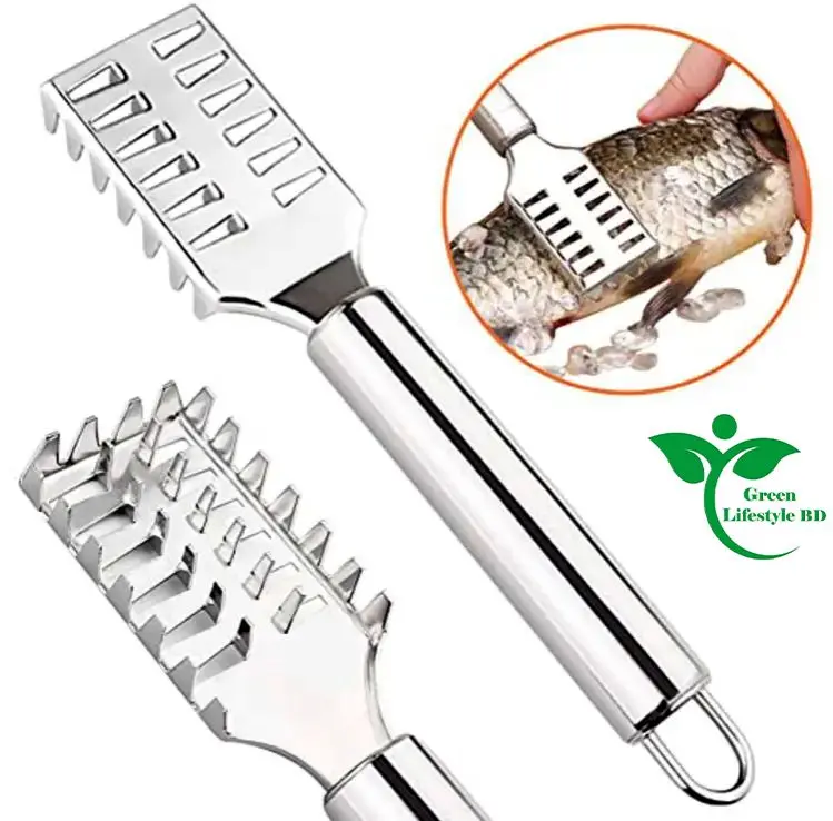 Picture of 2 pcs Fish Skin Scraper Stainless Steel Fish Scales Fishing Cocina Tool Fish Scaler  (Pack of 2) - Silver