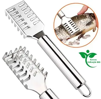 Picture of 2 pcs Fish Skin Scraper Stainless Steel Fish Scales Fishing Cocina Tool Fish Scaler  (Pack of 2) - Silver