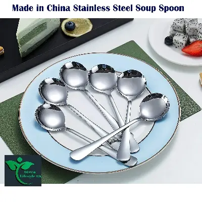 Picture of 6-piece Soup Spoons, Good Stainless Steel, Silverware for Home, Kitchen or Restaurant-6 Inch - Silver