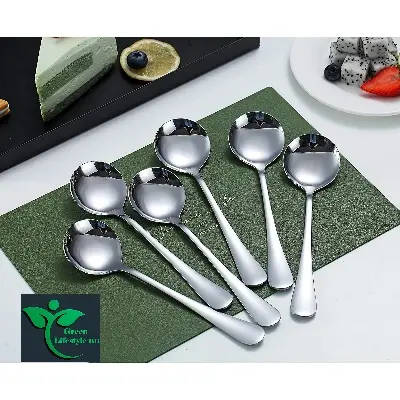 Picture of 6-piece Soup Spoons, Good Stainless Steel, Silverware for Home, Kitchen or Restaurant-6 Inch - Silver