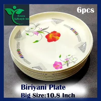 Picture of 10.8-inch large Dinner Plate / Rice Dinner Plate, 6 Pcs Set Multicolor Microwave oven safe, Dishwasher Safe, Dining Plate Set. - Cream