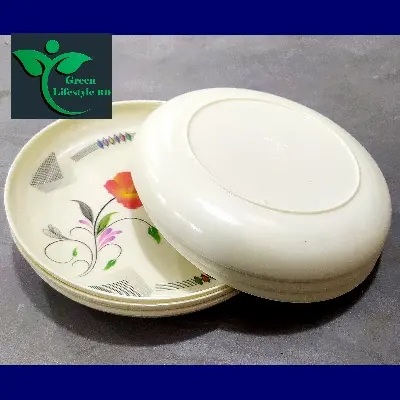 Picture of 10.8-inch large Dinner Plate / Rice Dinner Plate, 6 Pcs Set Multicolor Microwave oven safe, Dishwasher Safe, Dining Plate Set. - Cream