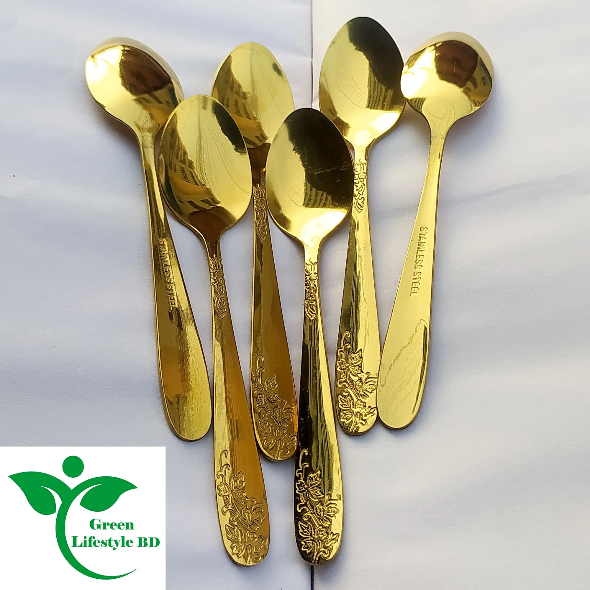 Picture of Luxury Design High-quality Golden Color 6 Piece Set Tea Spoon (Size 6 Inch) Import From China For Kitchen And Dining Use. - Gold