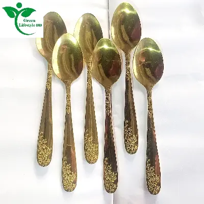 Picture of Luxury Design High-quality Golden Color 6 Piece Set Tea Spoon (Size 6 Inch) Import From China For Kitchen And Dining Use. - Gold