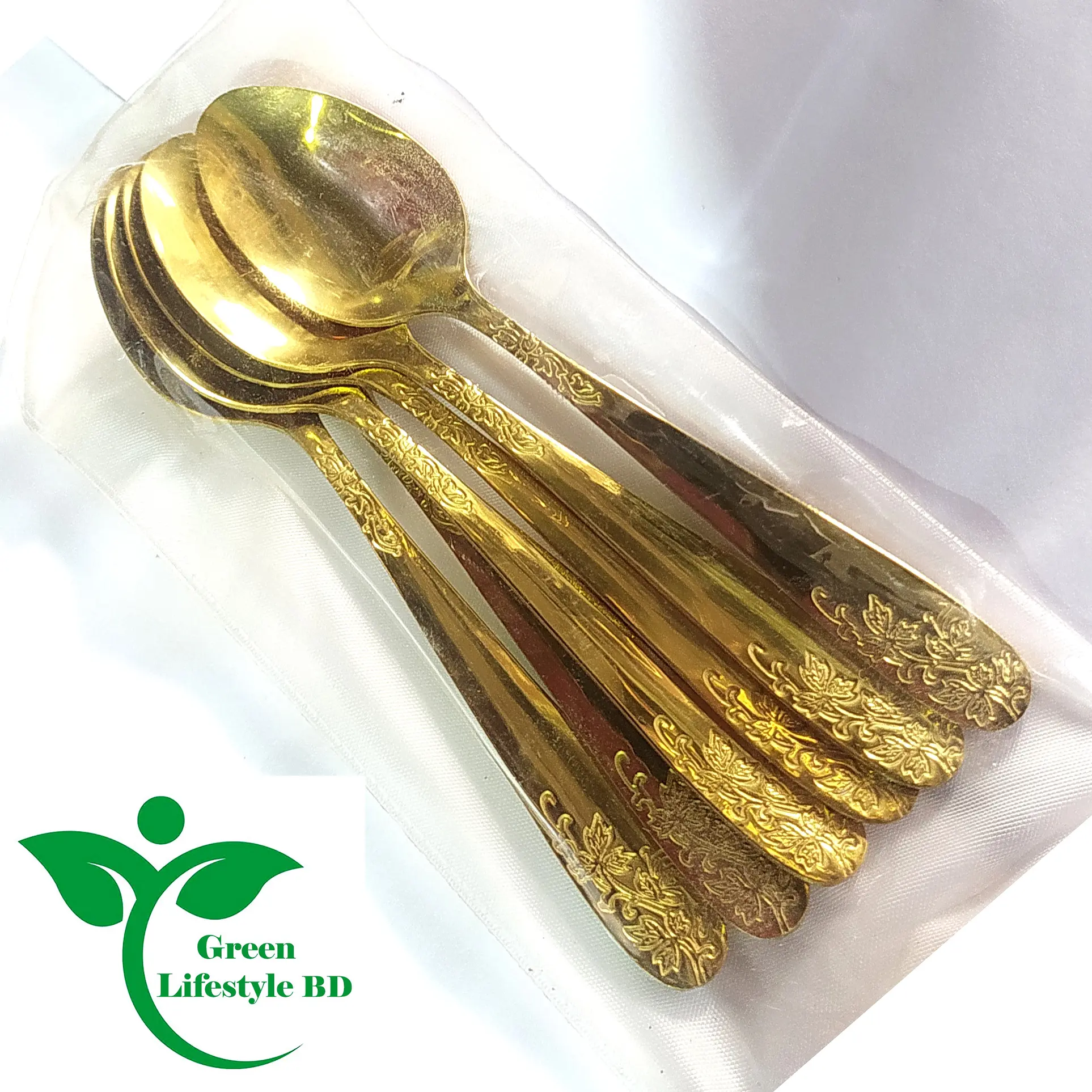 Picture of Luxury Design High-quality Golden Color 6 Piece Set Tea Spoon (Size 6 Inch) Import From China For Kitchen And Dining Use. - Gold
