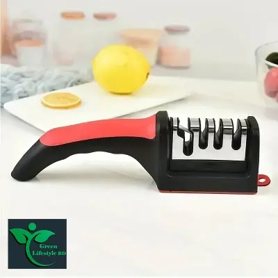 Picture of Kitchen 3-Segment Knife Sharpener Household Multi-Functional Hand-Held 3-Purpose Black Sharpening Stone - Multicolor