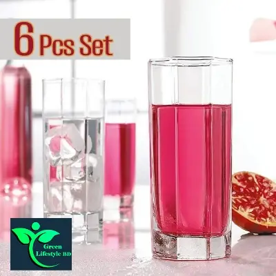 Picture of 6 Piece Cristal Clear Water Drinking Glass Set - 8 Angle Design - 300Ml Capacity - Stylish Glassware Set - Clear