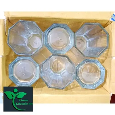 Picture of 6 Piece Cristal Clear Water Drinking Glass Set - 8 Angle Design - 300Ml Capacity - Stylish Glassware Set - Clear