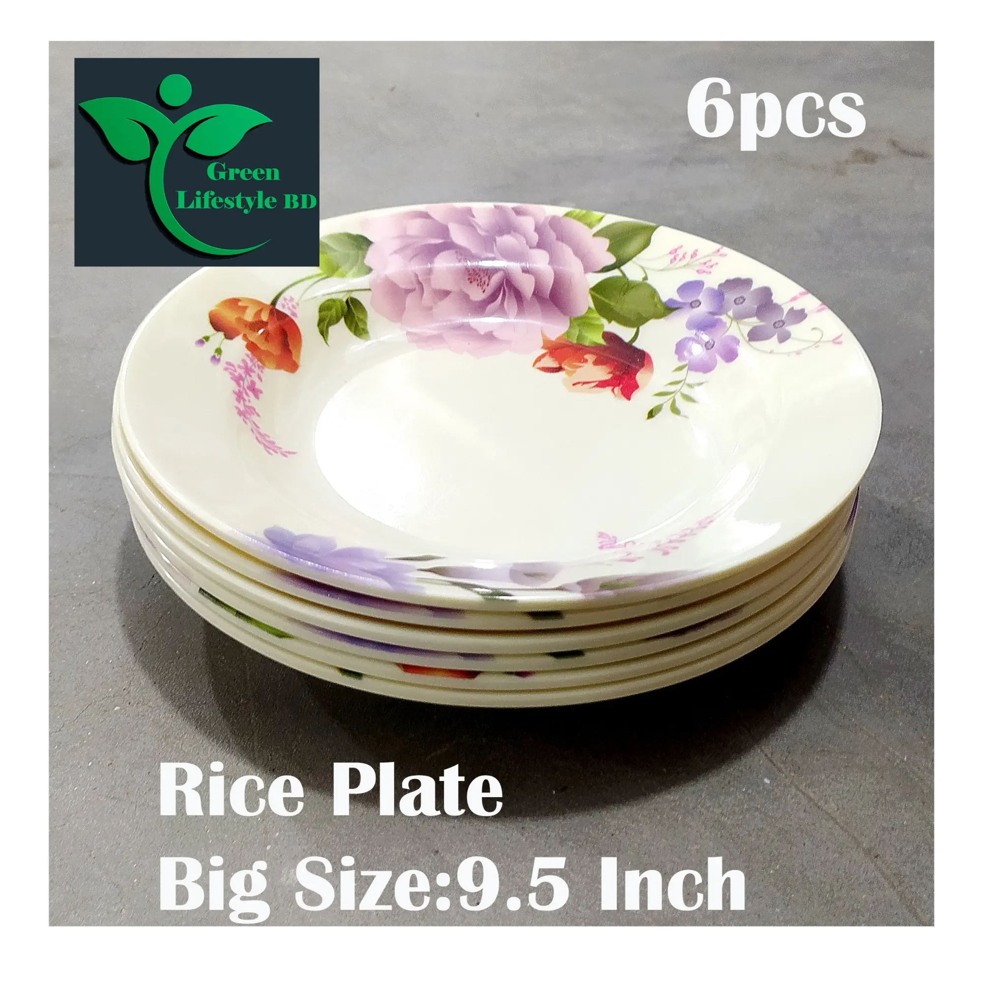 Picture of 6 piece High quality Melamine plate 9.5 inch Big size Plate Multi design use for Home, Office, Restaurant and different Occasions - Cream