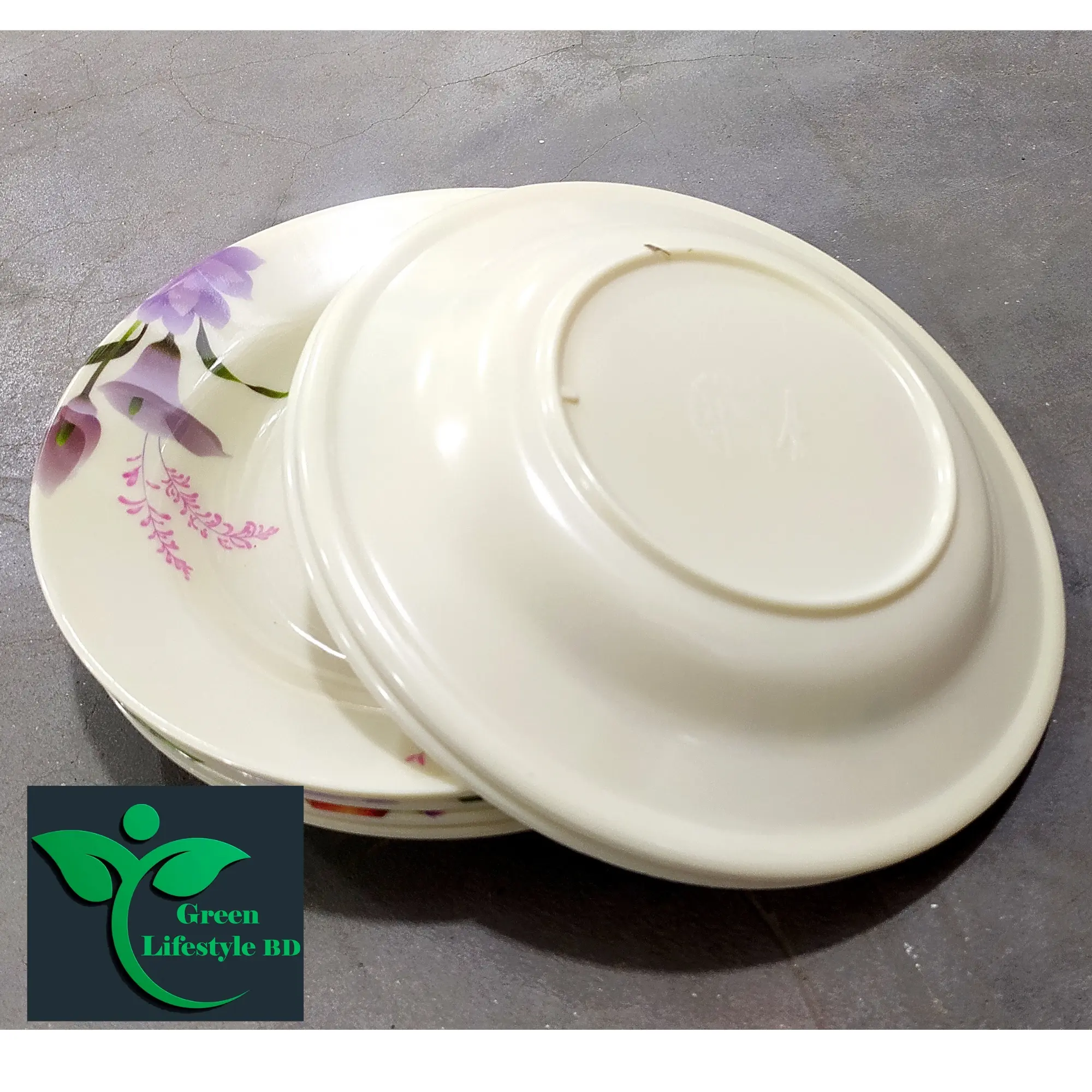 Picture of 6 piece High quality Melamine plate 9.5 inch Big size Plate Multi design use for Home, Office, Restaurant and different Occasions - Cream