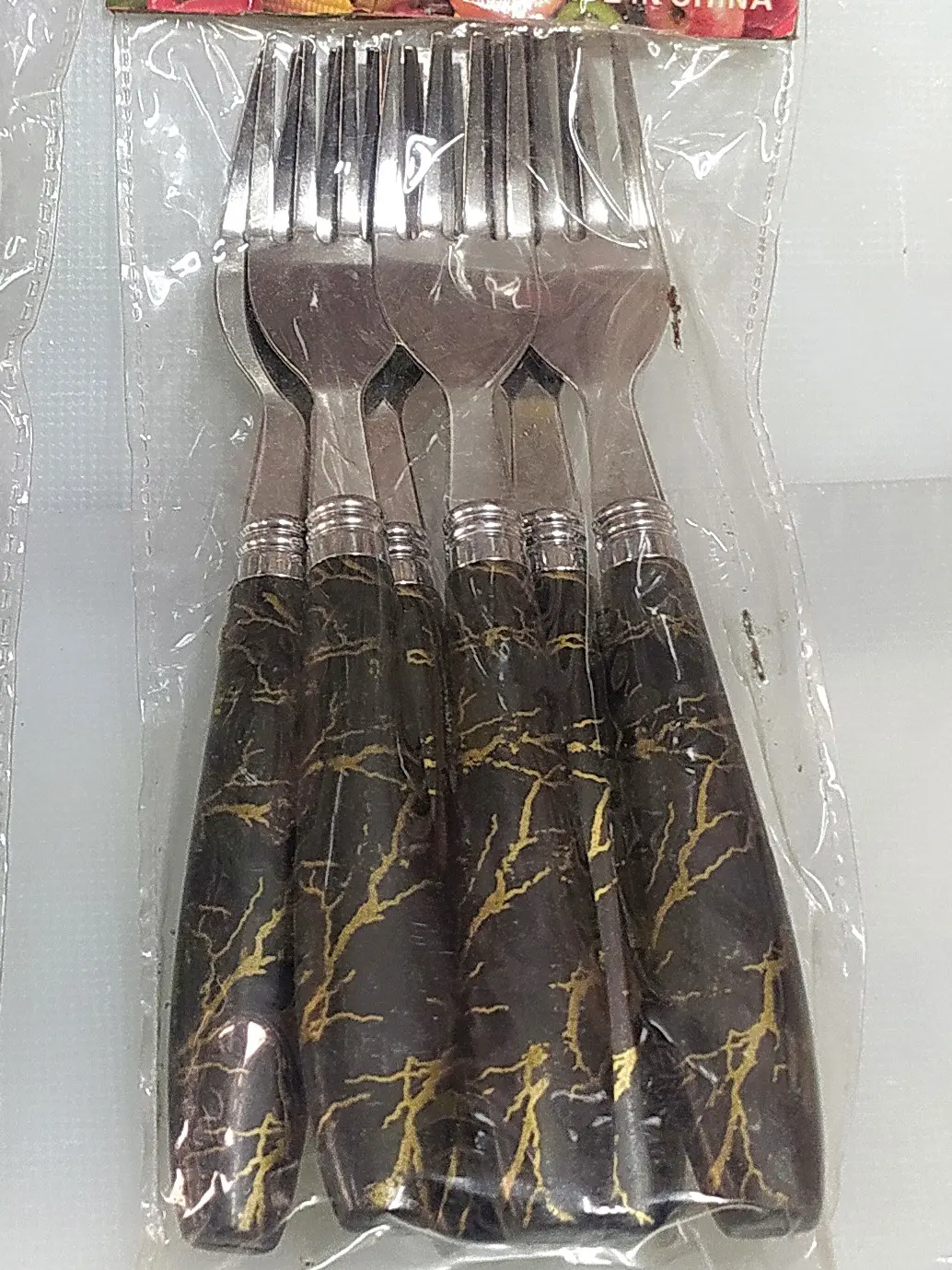 Picture of 6pcs Stainless Steel Fork & Spoon Cutlery Set – Ceramic Design with Silicone Handle | Durable Dining Utensils - Multicolor