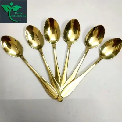 Picture of luxurious design high-quality gold color stainless steel spoon 6 pieces set (Size 6 inch) Original made in China for kitchen and dining. - Gold