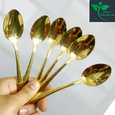 Picture of luxurious design high-quality gold color stainless steel spoon 6 pieces set (Size 6 inch) Original made in China for kitchen and dining. - Gold