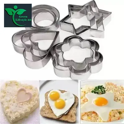 Picture of Baker Cookie Cutter 12 Pcs with 4 different shapes Stainless steel (Pack of 12) Cookie Cutter - Silver