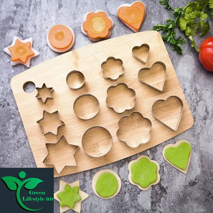 Picture of Baker Cookie Cutter 12 Pcs with 4 different shapes Stainless steel (Pack of 12) Cookie Cutter - Silver