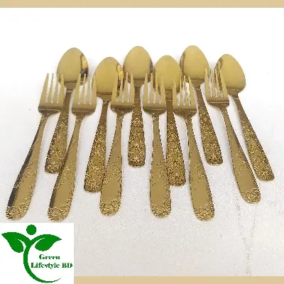 Picture of 12 Pieces Golden Stainless Steel Spoon Set - Add A Touch Of Luxury To Your Dining Table With This Golden Spoon Set - Gold