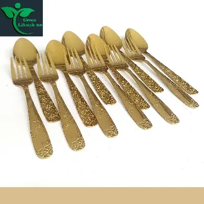 Picture of 12 Pieces Golden Stainless Steel Spoon Set - Add A Touch Of Luxury To Your Dining Table With This Golden Spoon Set - Gold