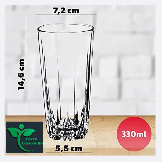 Picture of Drinking Glass Set, Crystal Clear Water Drinking Glass Set 350 ml - 6 pcs set for home and office - Clear
