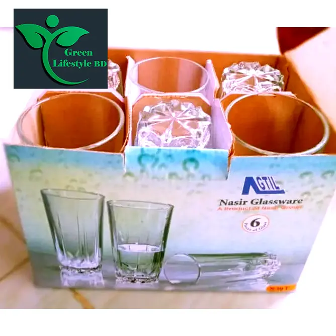 Picture of Drinking Glass Set, Crystal Clear Water Drinking Glass Set 350 ml - 6 pcs set for home and office - Clear