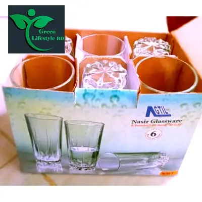 Picture of Drinking Glass Set, Crystal Clear Water Drinking Glass Set 350 ml - 6 pcs set for home and office - Clear