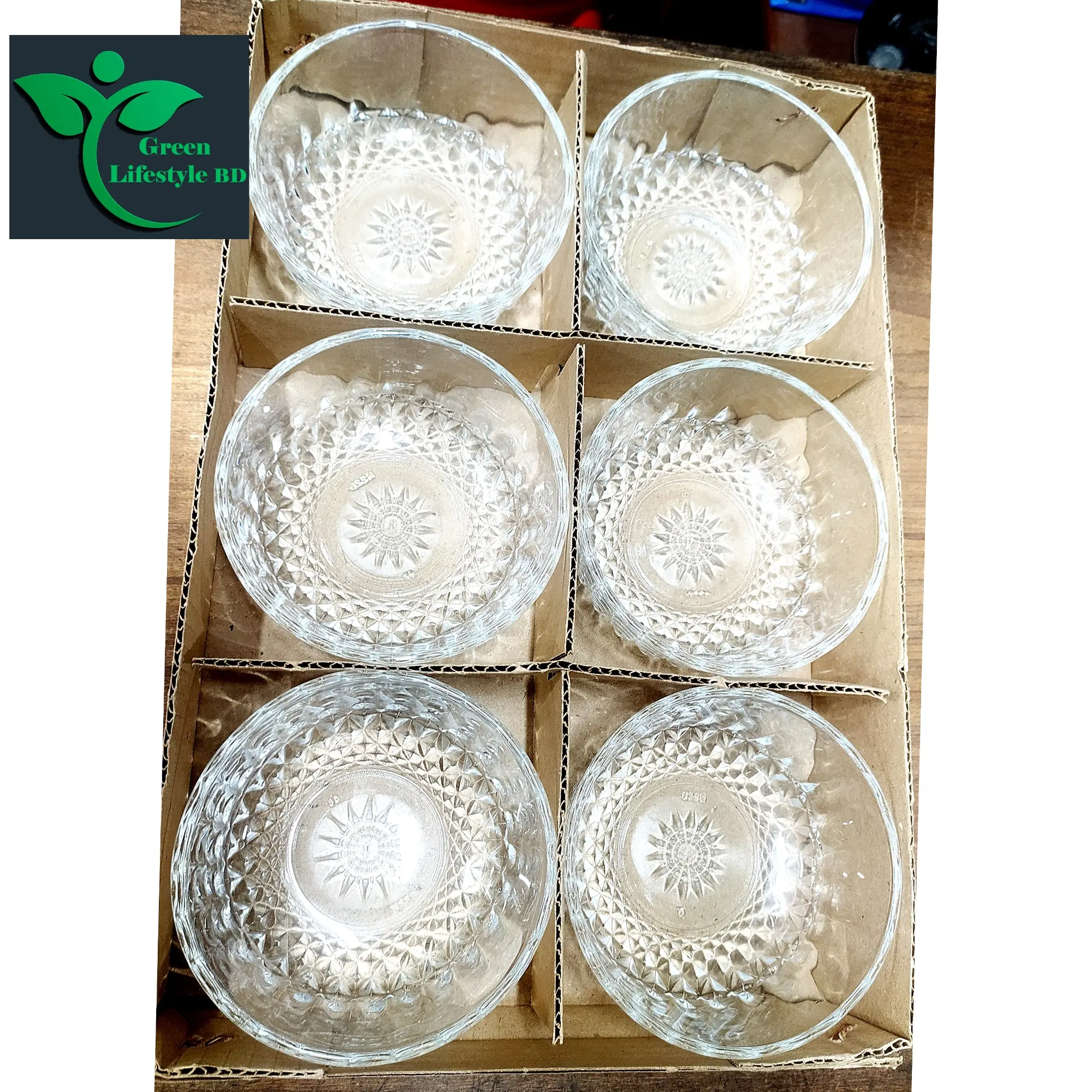Picture of 6 Pcs Glass Ice Cream Cup Set – Elegant Dessert Bowl/Firni & Bati Set for Serving Sweets in Style - Clear