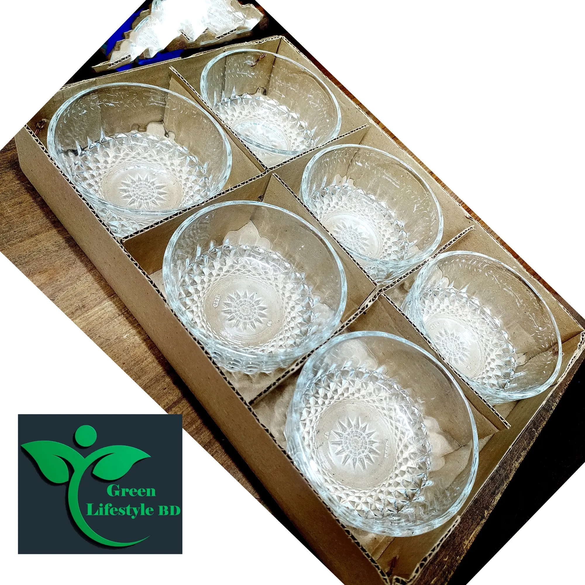 Picture of 6 Pcs Glass Ice Cream Cup Set – Elegant Dessert Bowl/Firni & Bati Set for Serving Sweets in Style - Clear